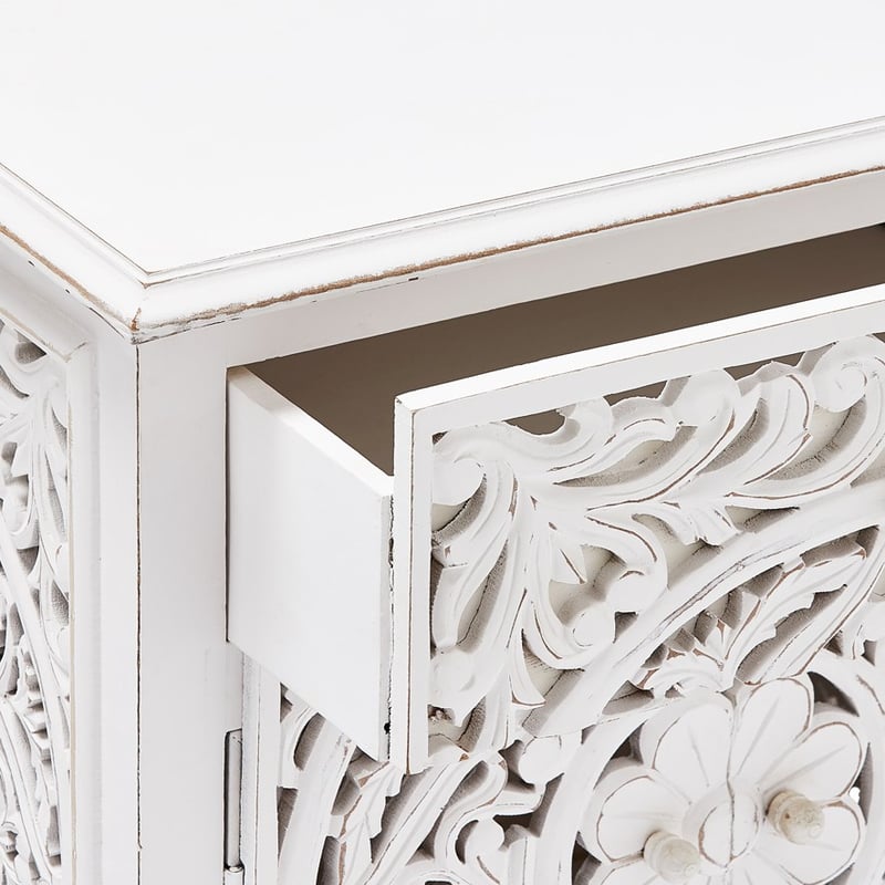 Merida Bedside Table  Vintage White 