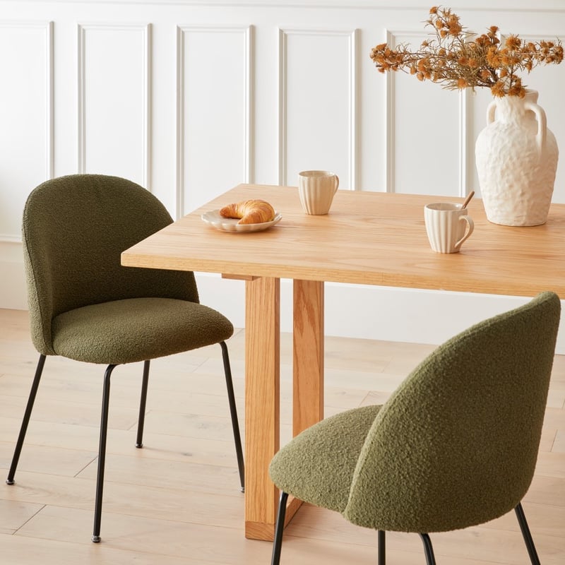 Otis Forest Boucle & Black Dining Chair Set of 2 