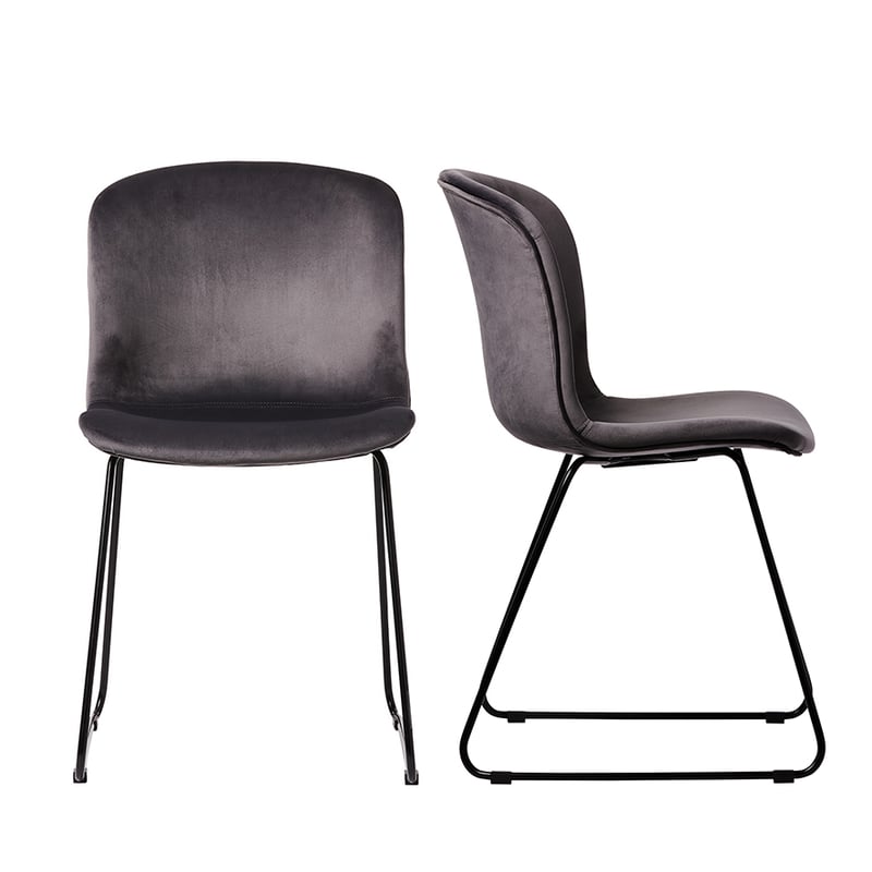 Orlando Grey Velvet Set of 2 Dining Chairs