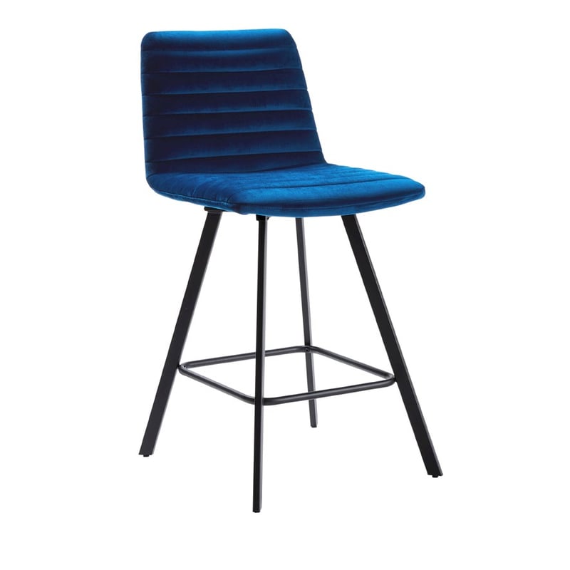 Quinn Dining Collection  Indigo Velvet Counter Stool