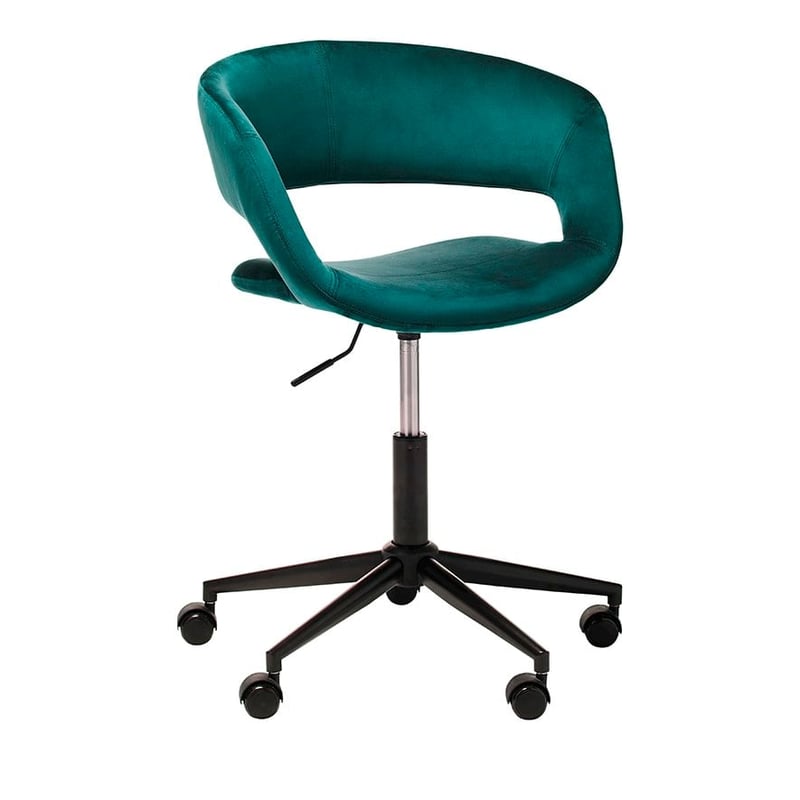 San Diego Desk Chair  Teal Velvet/Black 
