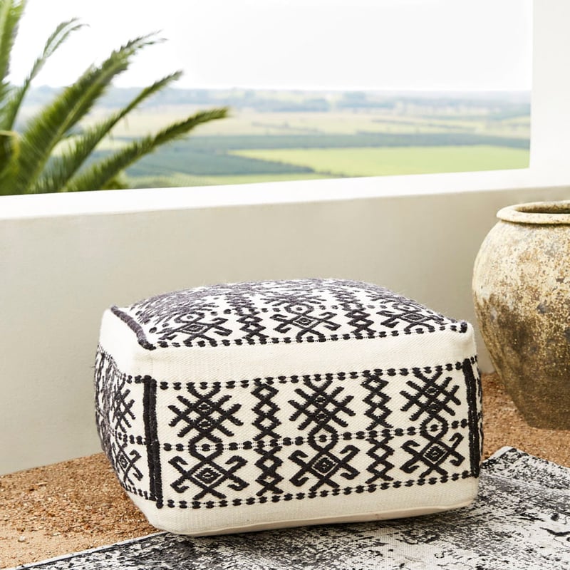 Aztec Pouf Natural Black
