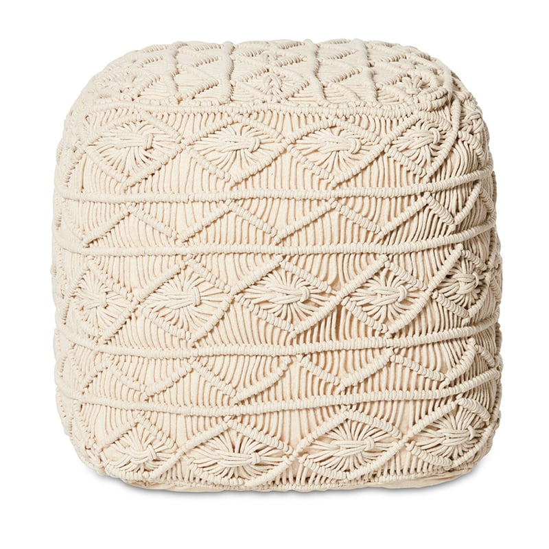New Haven Macrame Pouf in Natural 