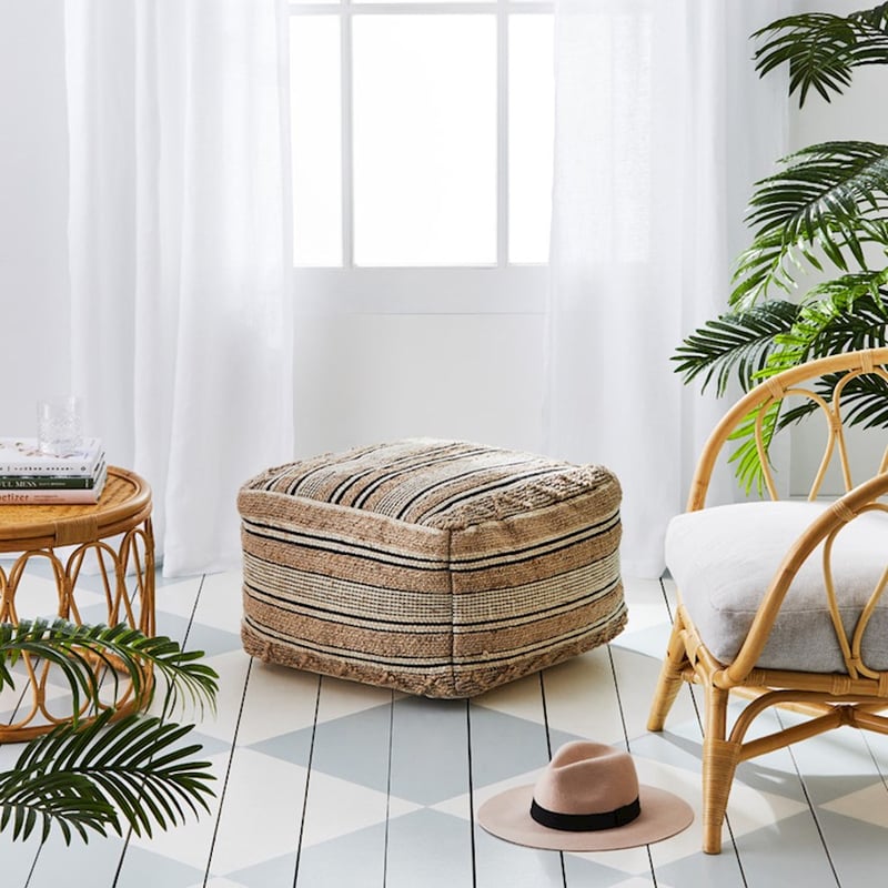 Mona Natural & Black Stripe Pouf