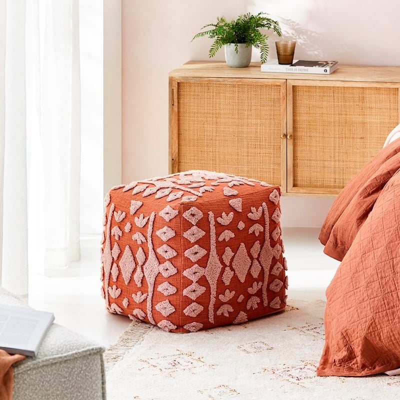 Red Earth Burnt Orange Pouf