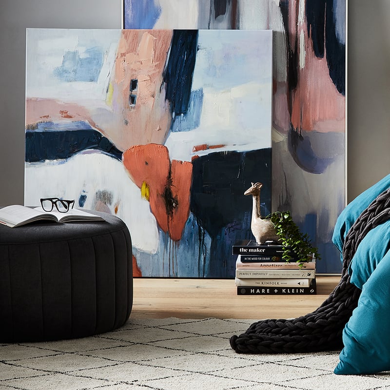 Small Kensington Ottoman in Coal 