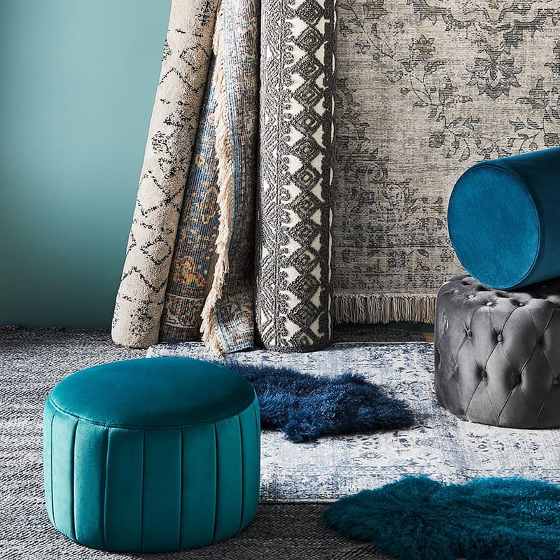Kensington Small Teal Ottoman