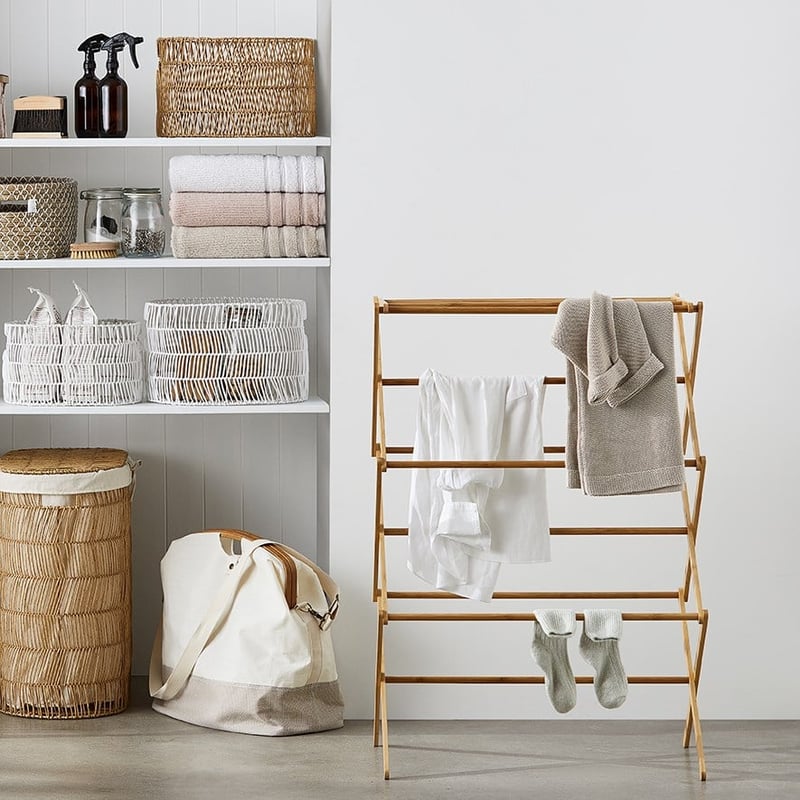 Bamboo Storage Range L72xW36xH105cm Natural Folding Drying Rack