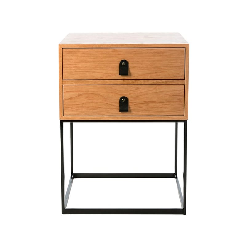 Milo 2 Drawer Side Table Natural & Black