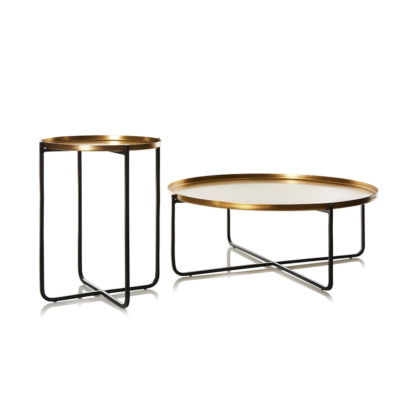 Skipton Pipin Tray Side Table in Brass & Black