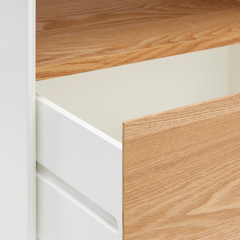 Mykonos Bedside Table with Shelf and Drawer White & Ash