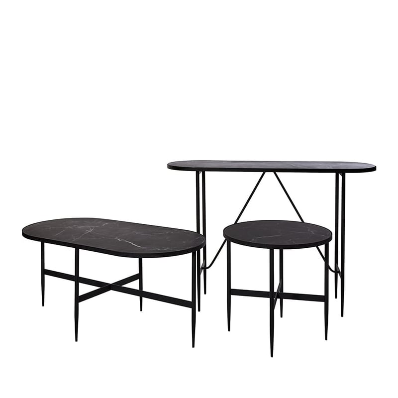 Oslo Black Marble Glass Side Table