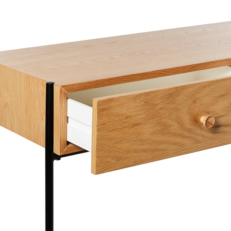 Jasper Natural & Black 2 Drawer Bedside Table