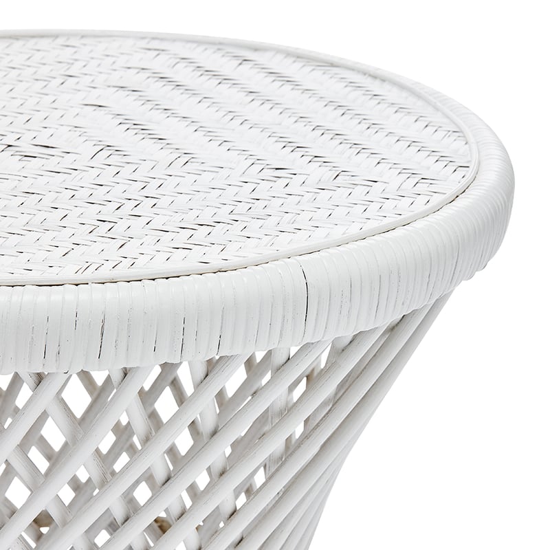 Bahama Rattan White Emmanuelle Round Side Table