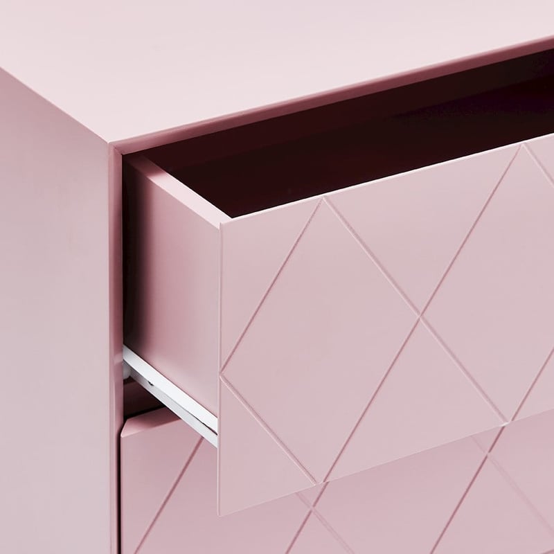 Modena 2 Drawer Dusty Pink Bedside Table 