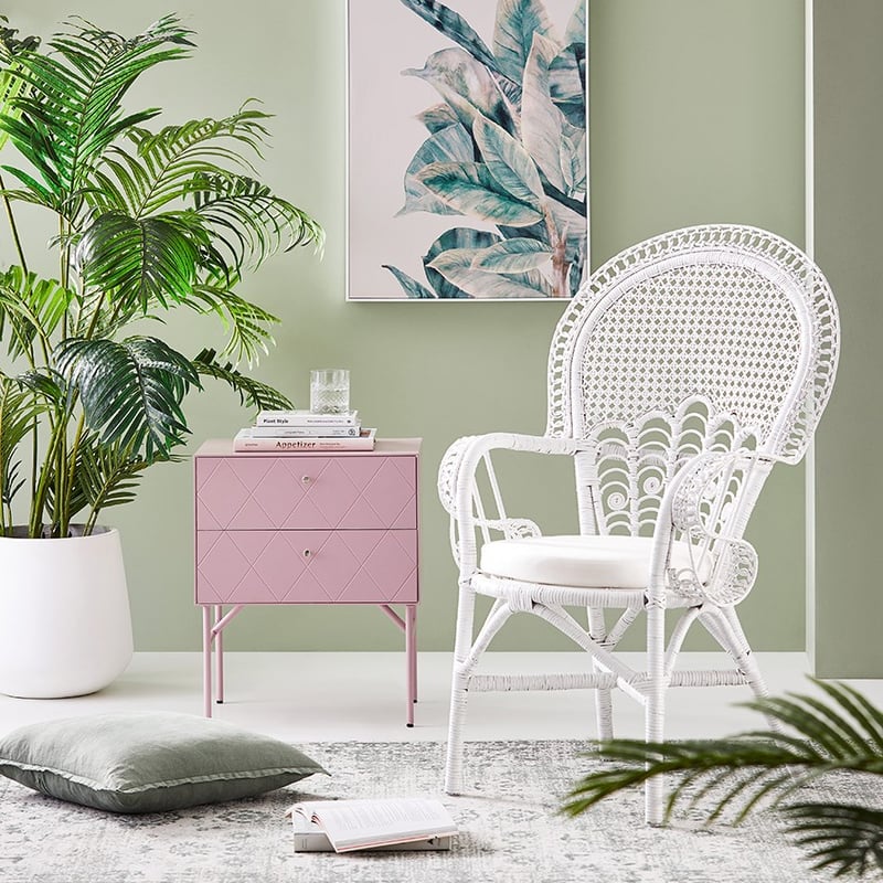 Modena 2 Drawer Dusty Pink Bedside Table 