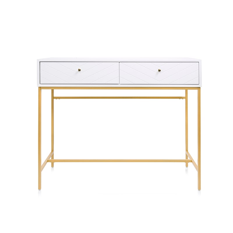 Sienna Collection  White/Gold 2 Drawer Console