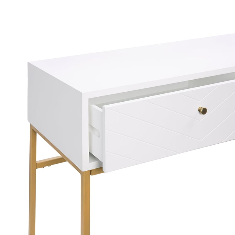 Sienna Collection  White/Gold 2 Drawer Console