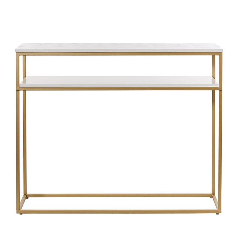 Sienna Collection  White/Gold 2 Drawer Console
