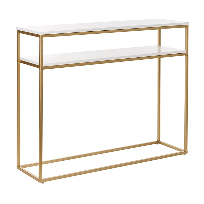 Sienna Collection  White/Gold 2 Drawer Console