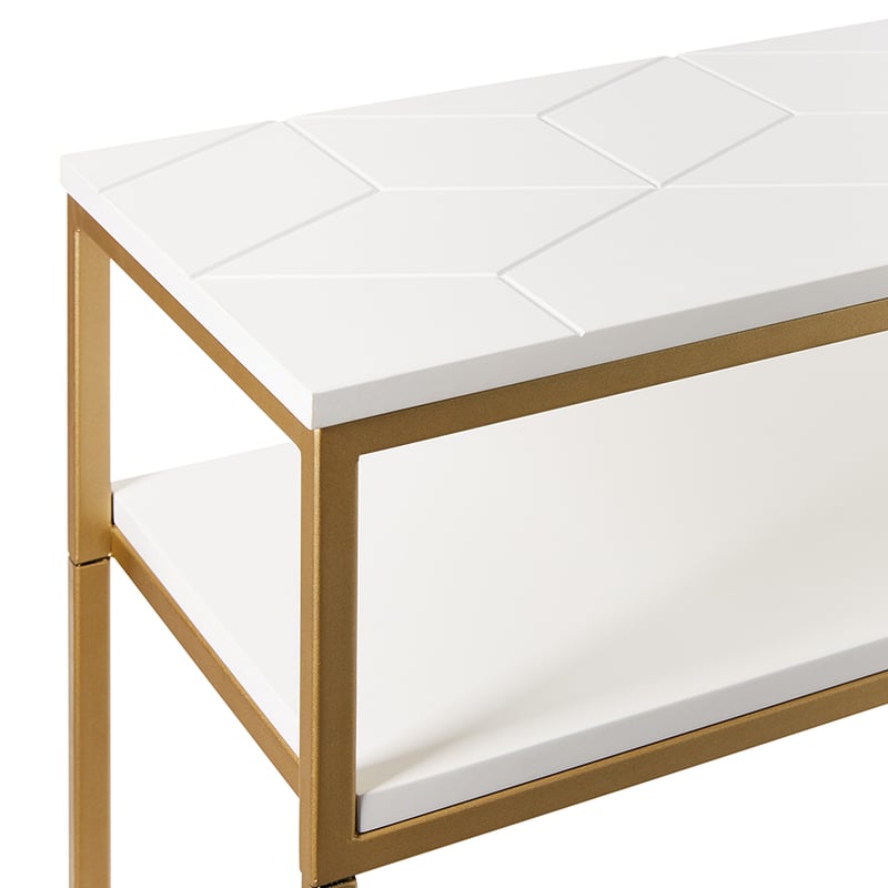Sienna Collection  White/Gold 2 Drawer Console