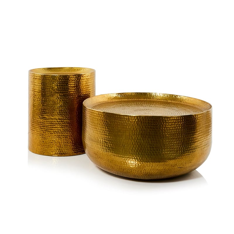 Cochin Beaten Metal Side Table Brass