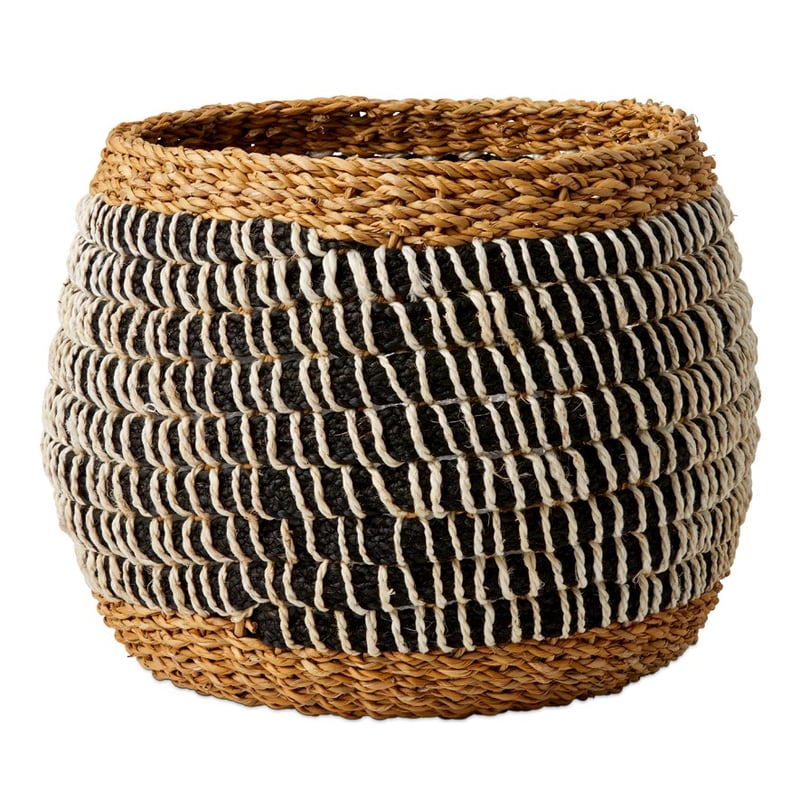 Palm House Basket Dia31xH31cm Charcoal/White/Natural 