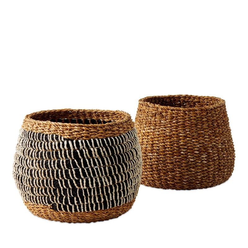 Palm House Basket Dia31xH31cm Charcoal/White/Natural 
