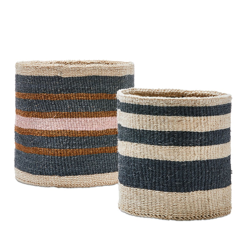 Mombasa Basket Dia20xH20cm Natural/Blue 