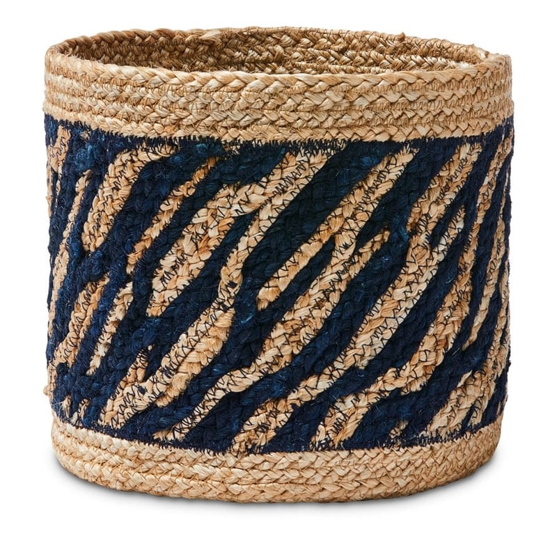 Braided Basket Dia24xH21cm Natural/Navy 