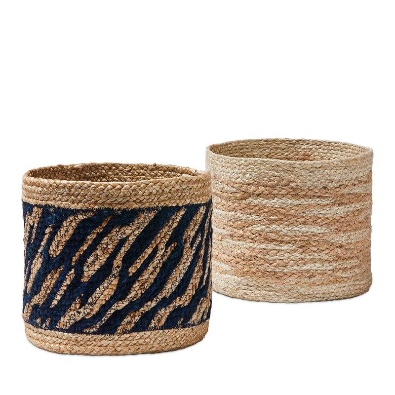 Braided Basket Dia24xH21cm Natural/Navy 