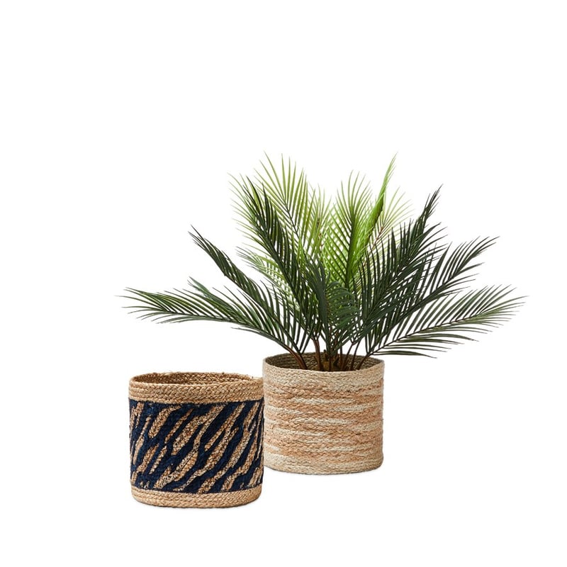 Braided Basket Dia24xH21cm Natural/Navy 