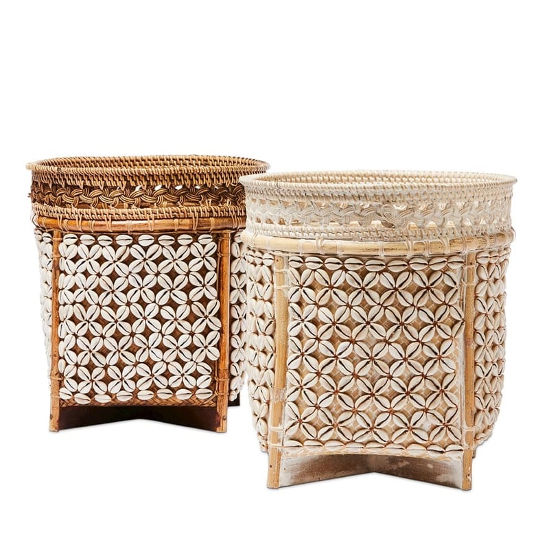 Cowrie Shell Basket Dia30xH30cm Natural 