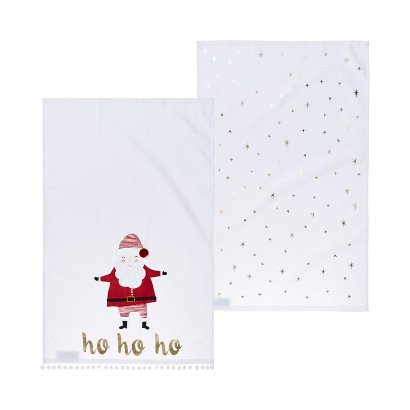 Santa Christmas Tea Towels Pack of 2