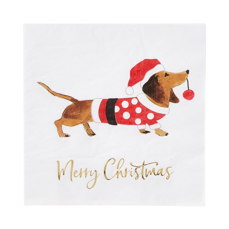 Festive Dachshund Paper Napkins Pack of 20