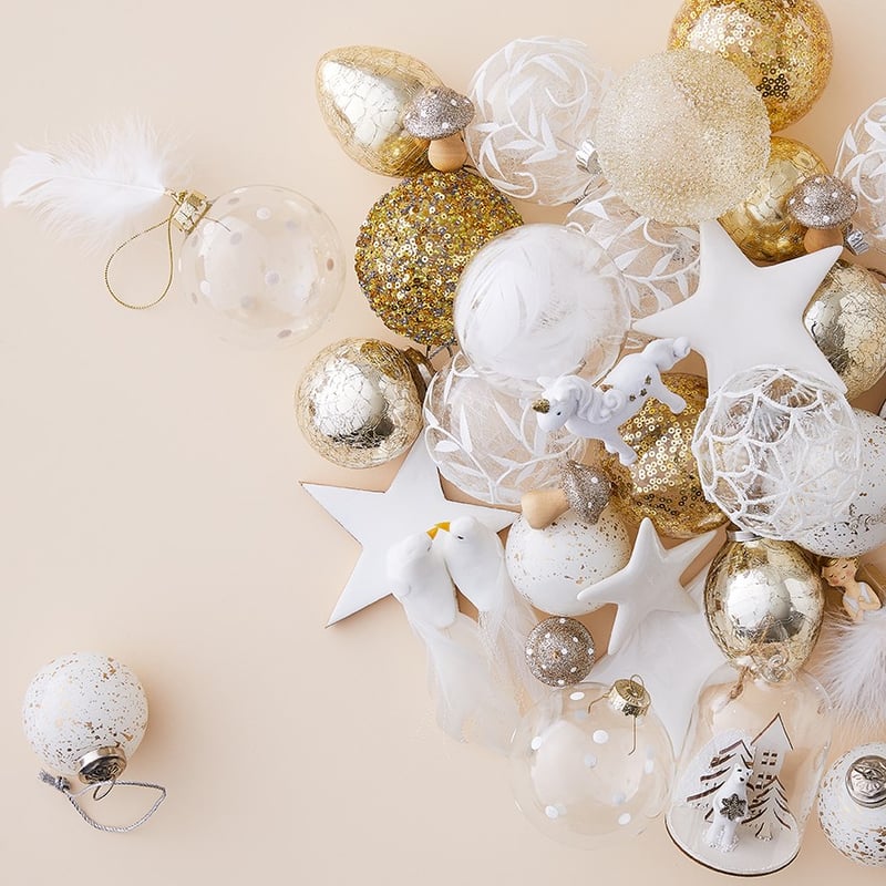 Gold Splatter White Bauble
