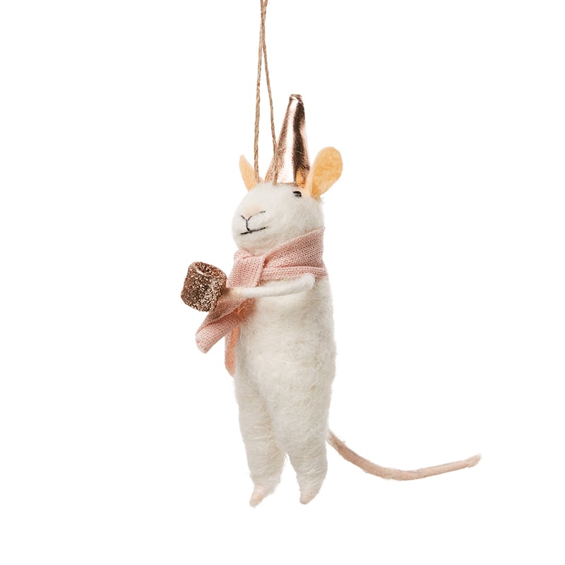Mouse with Cup Felted Friends Ornament