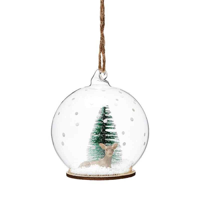 Dome Glass Deer Sitting Round Ornament