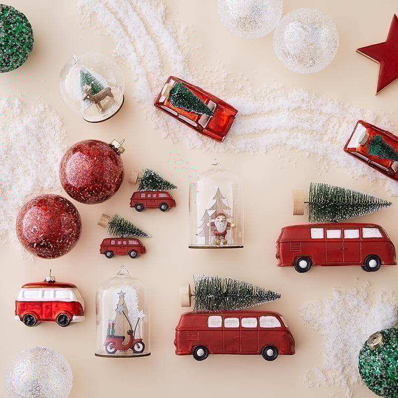 Dome Glass Santa Ski Cylinder Ornament