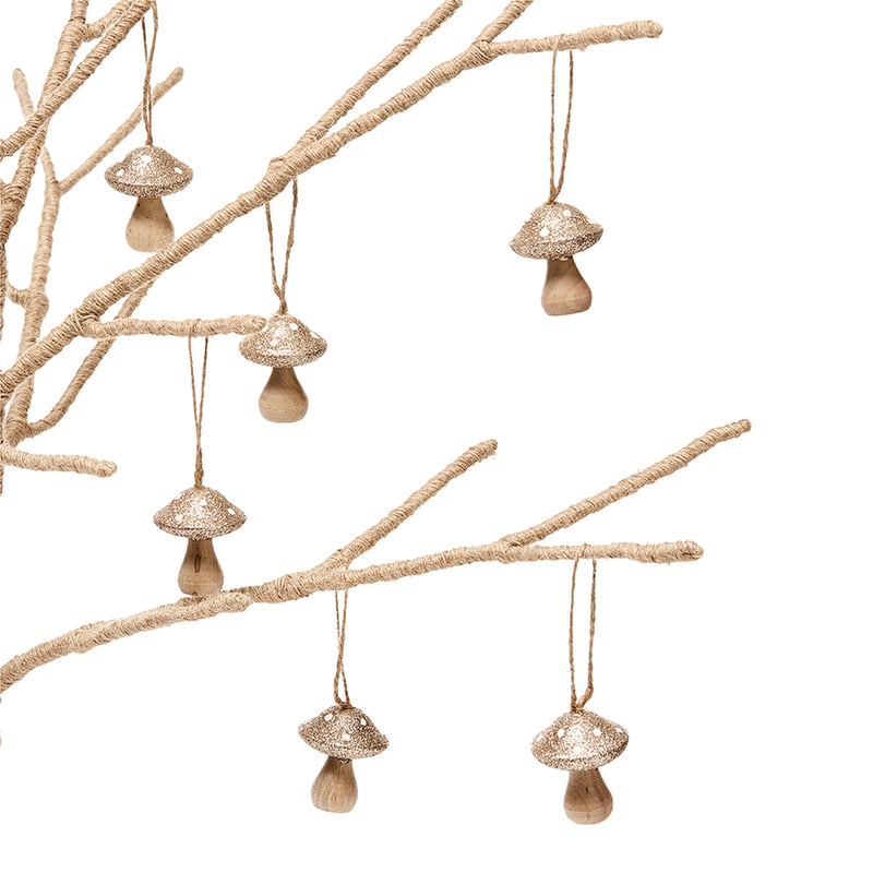 Hanging Champagne Mushroom Ornaments Pack of 6