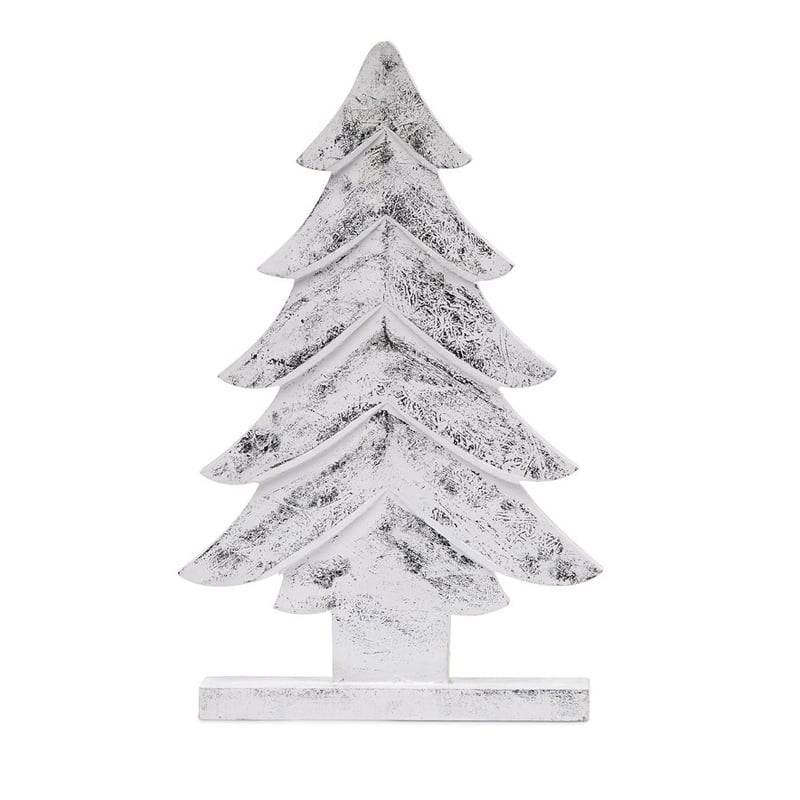 Silver & White Timber Decorative Christmas Tree