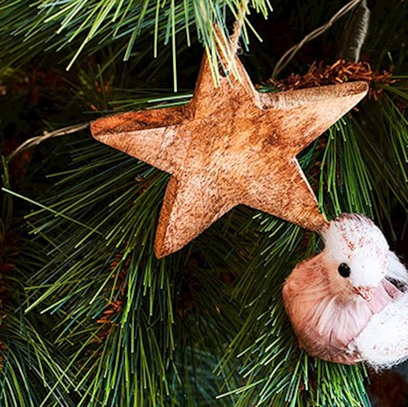 Hanging Star Natural Timber Ornament