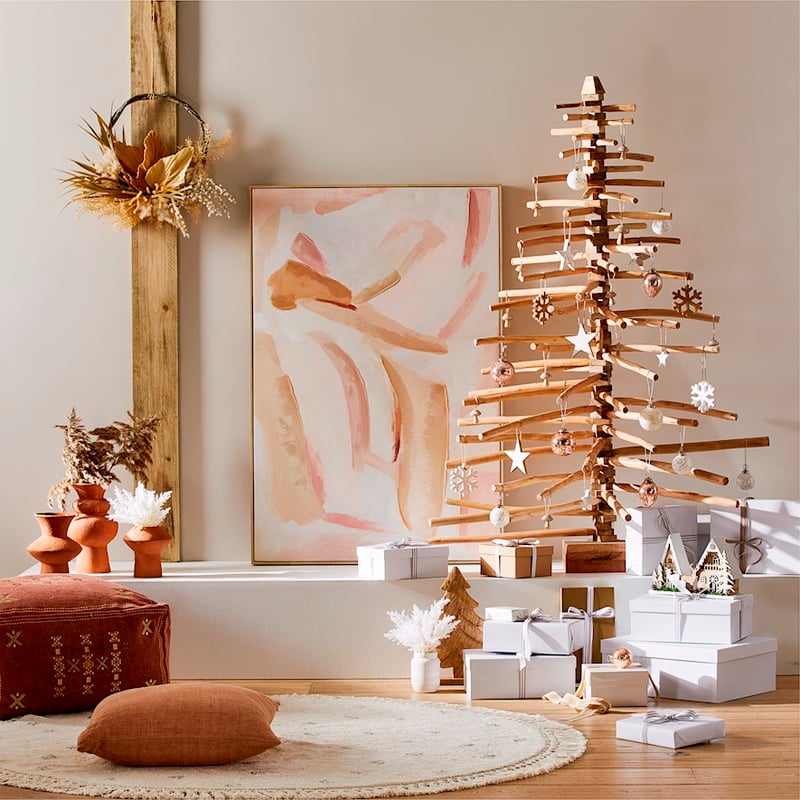 Hanging Star Natural & White Timber Ornament