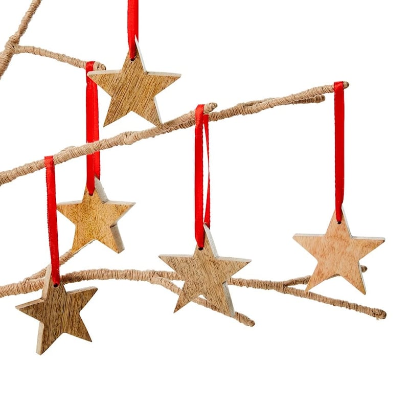 Hanging Natural Timber Stars Pack of 5