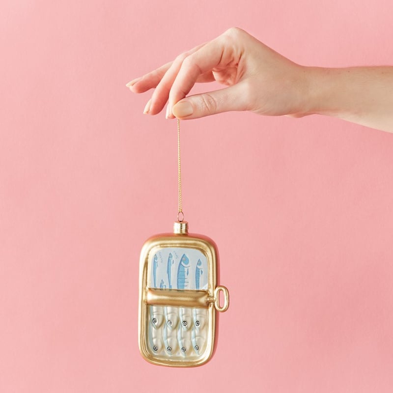 Antiqued Sardines Glass Decoration