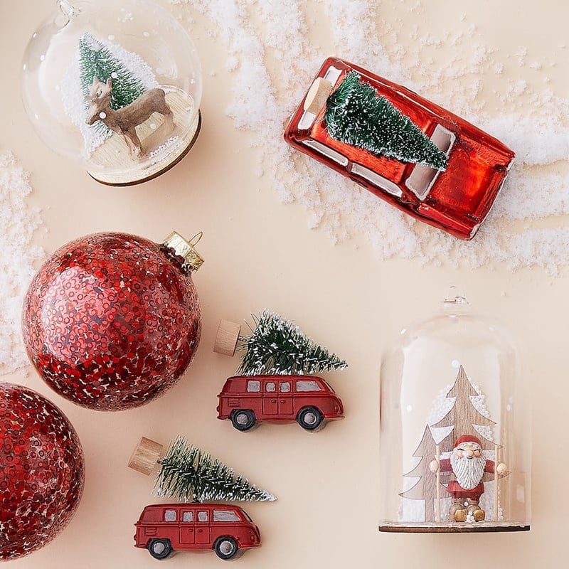 Santa Ski Dome Glass Ornament