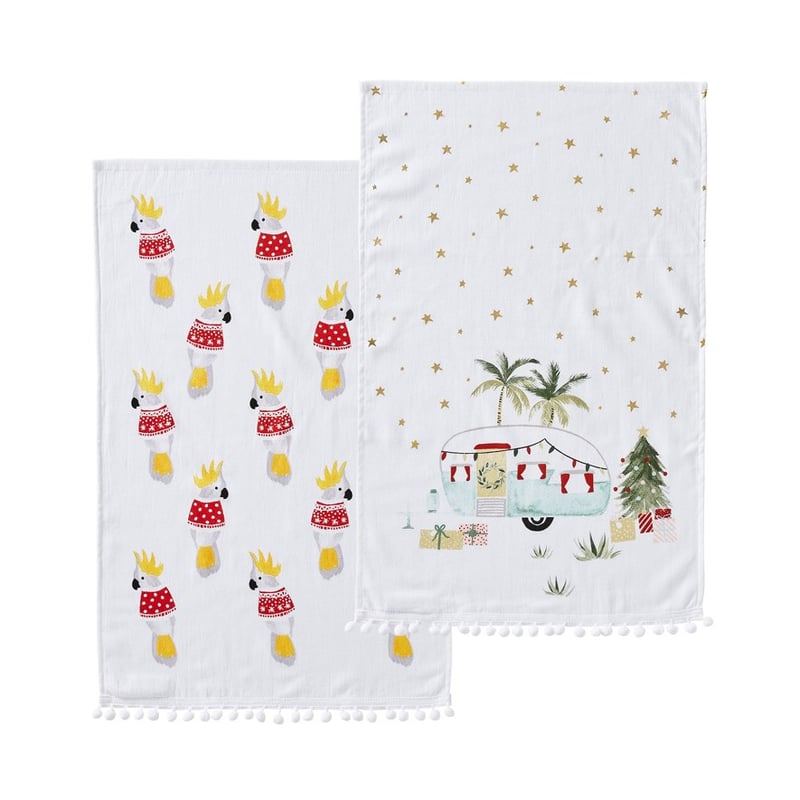 Christmas Caravan Tea Towels Pack of 2