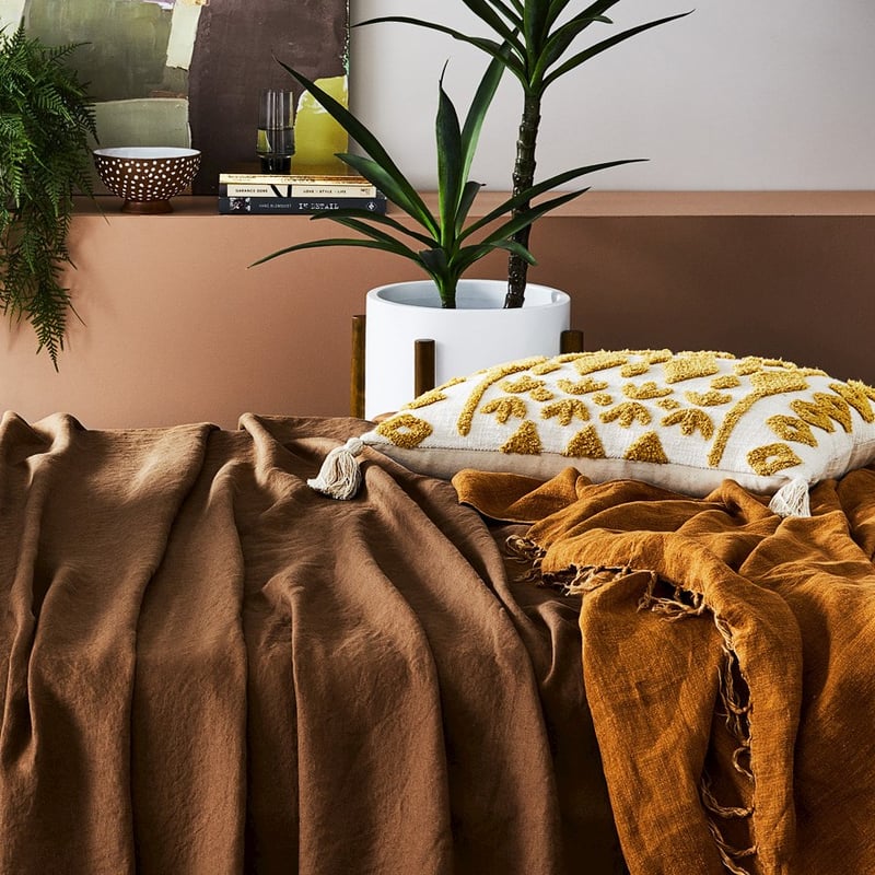 Red Earth Mustard Tufted Cushion 