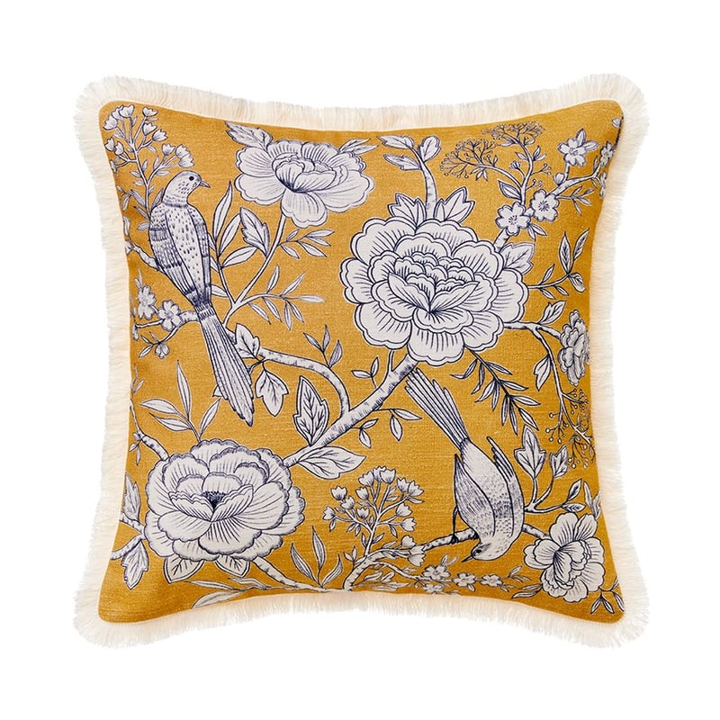 Peony Garden Mustard Cushion 