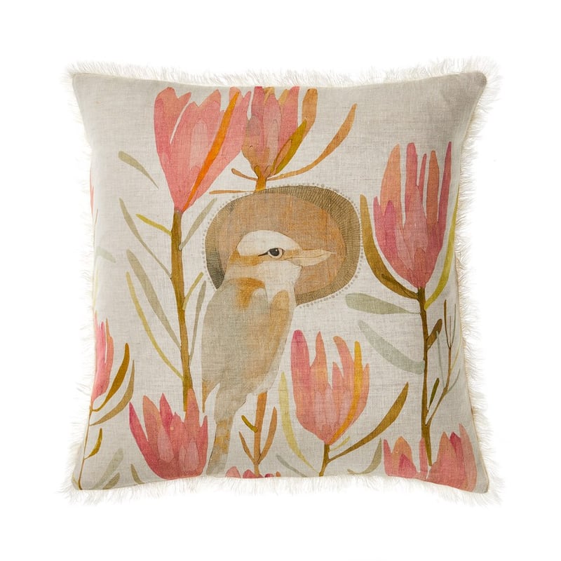Dana Kinter Kookaburra Protea Cushion 